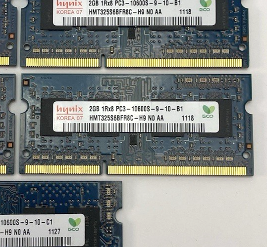 Lot of 5 x OEM Hynix IMAC RAM 9 GB Total - 2GB 1Rx8 PC3 10600S-9-10-B1 + More