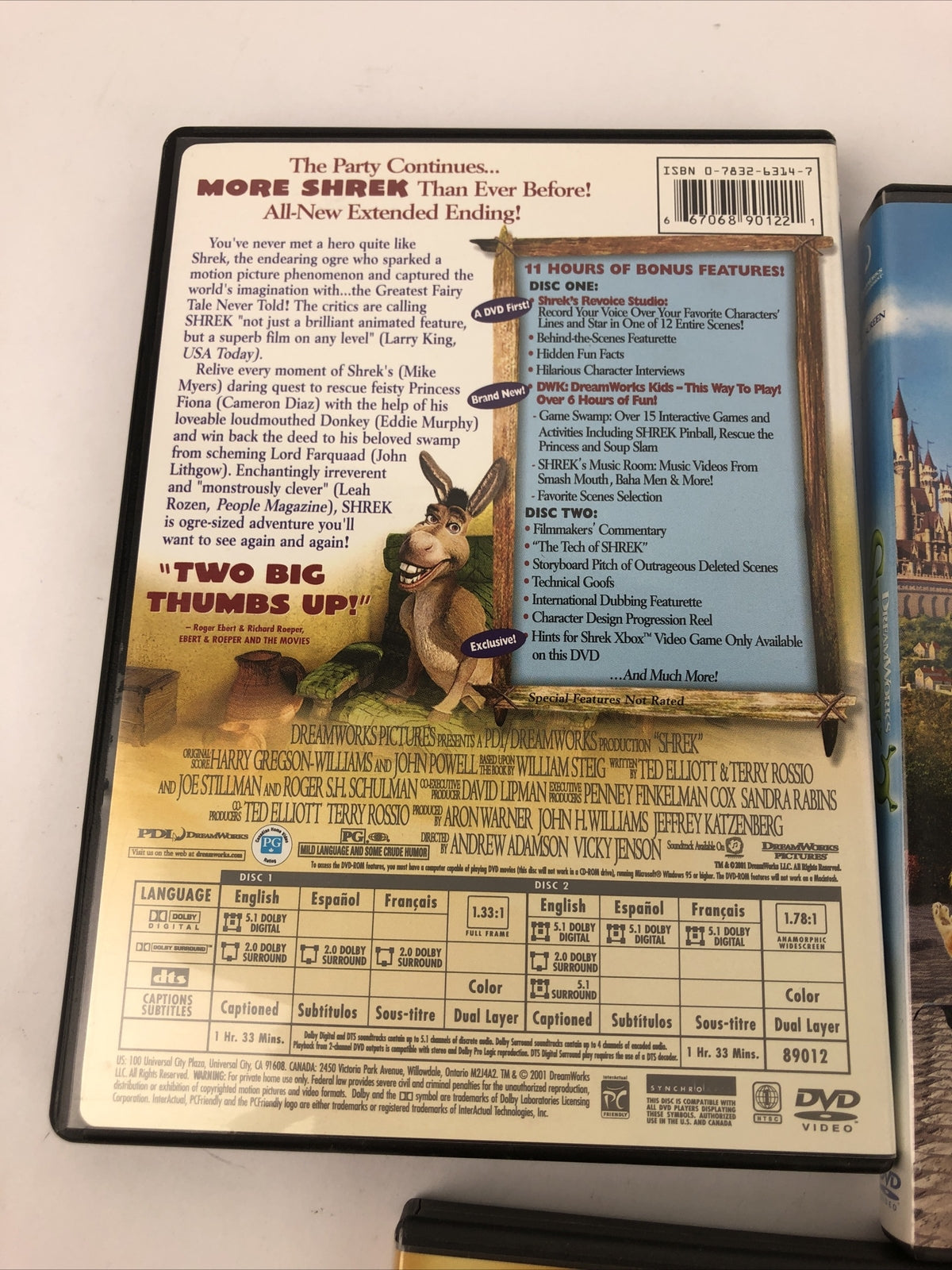 3 x DreamWorks SHREK DVD Lot: trilogy - 1 - 2 - 3 Cameron Diaz Eddie Murphy 