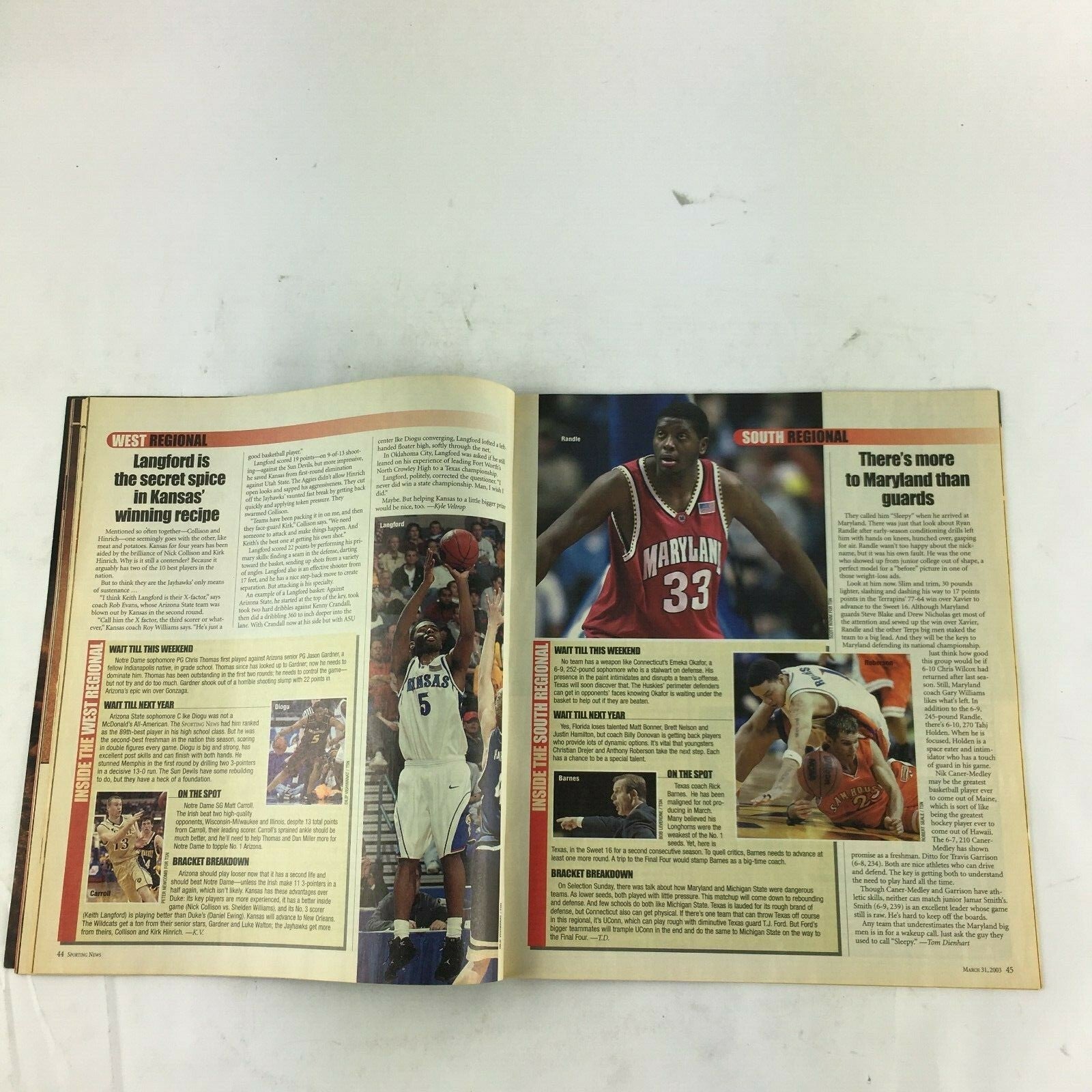 March 2003 Sporting News Magazine MLB 03 Kickin A's Oakland Lineups and Rotation