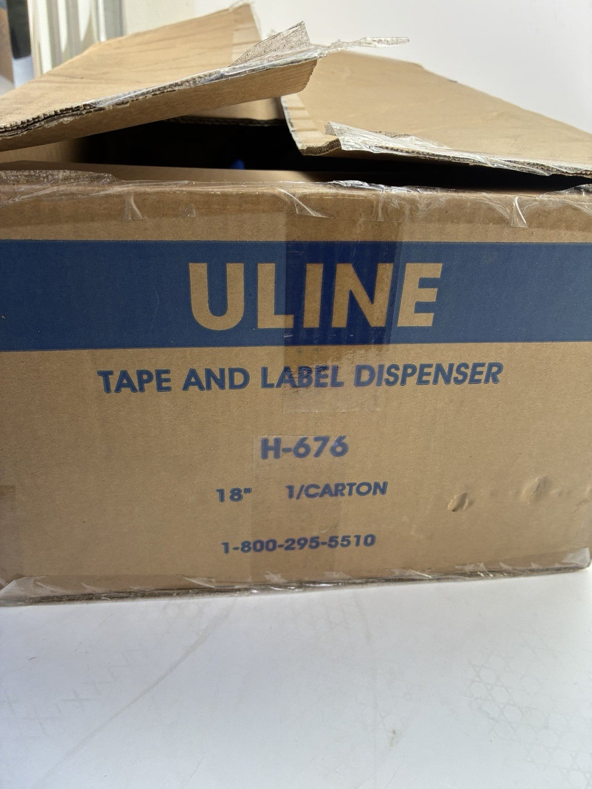 ULINE H-676 18" Tape & Label Dispenser Adjustable Roll Dividers NEW Open Box