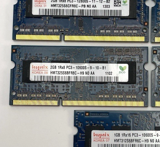 Lot of 5 x OEM Hynix IMAC RAM 9 GB Total - 2GB 1Rx8 PC3 10600S-9-10-B1 + More
