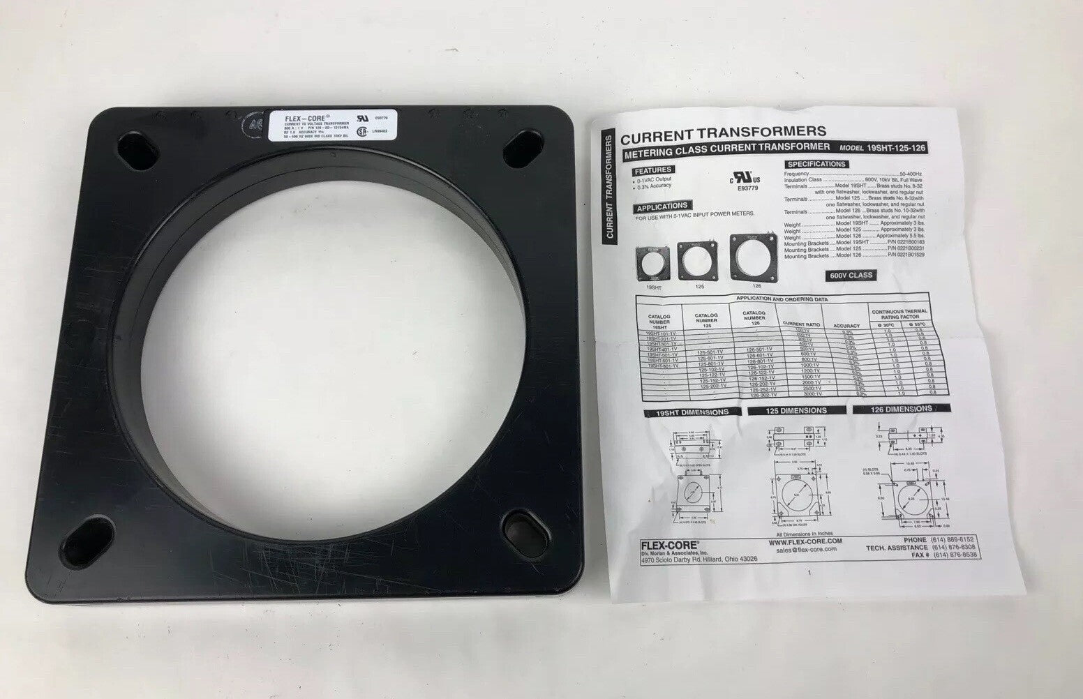 FLEX-CORE 125-162 Current Transformer 600V Solid Core 1600:5 Round, 6.31" 1 PC