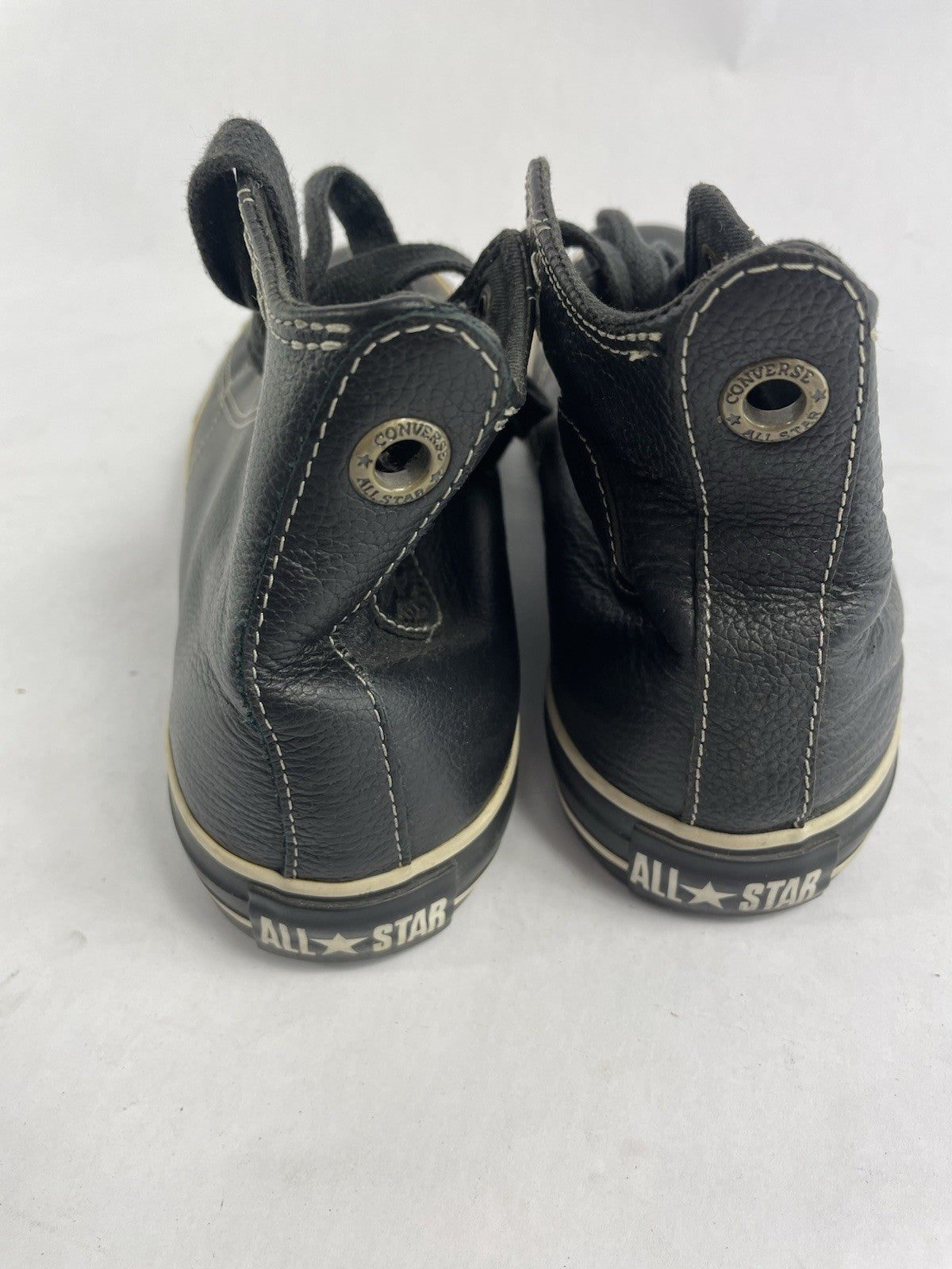Converse Black Leather High Top Chuck Taylor All Star- Size Men 6 Woman 8