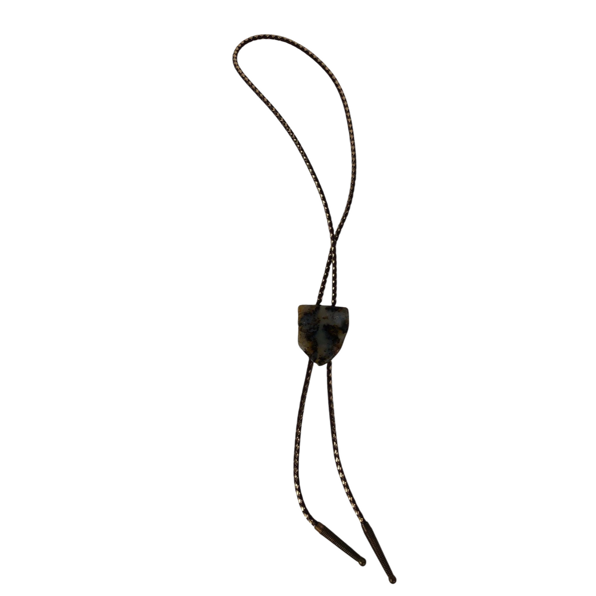 Brown And Gold Leather Agate Polished Stone Bolo Tie Beautiful Piece FSTSHP
