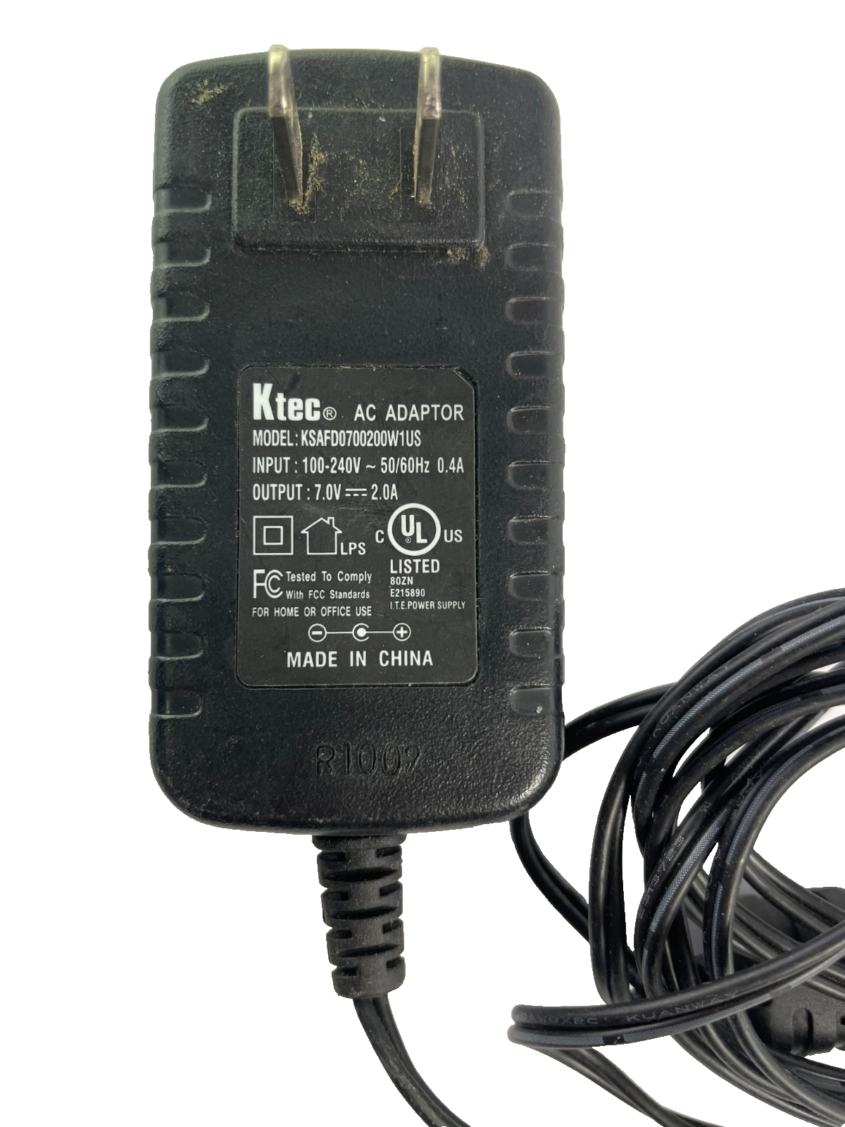 Geniune Ktec Model KSAFD0700200W1US Output 7V 2.0 A AC Power Supply Adapter #A85