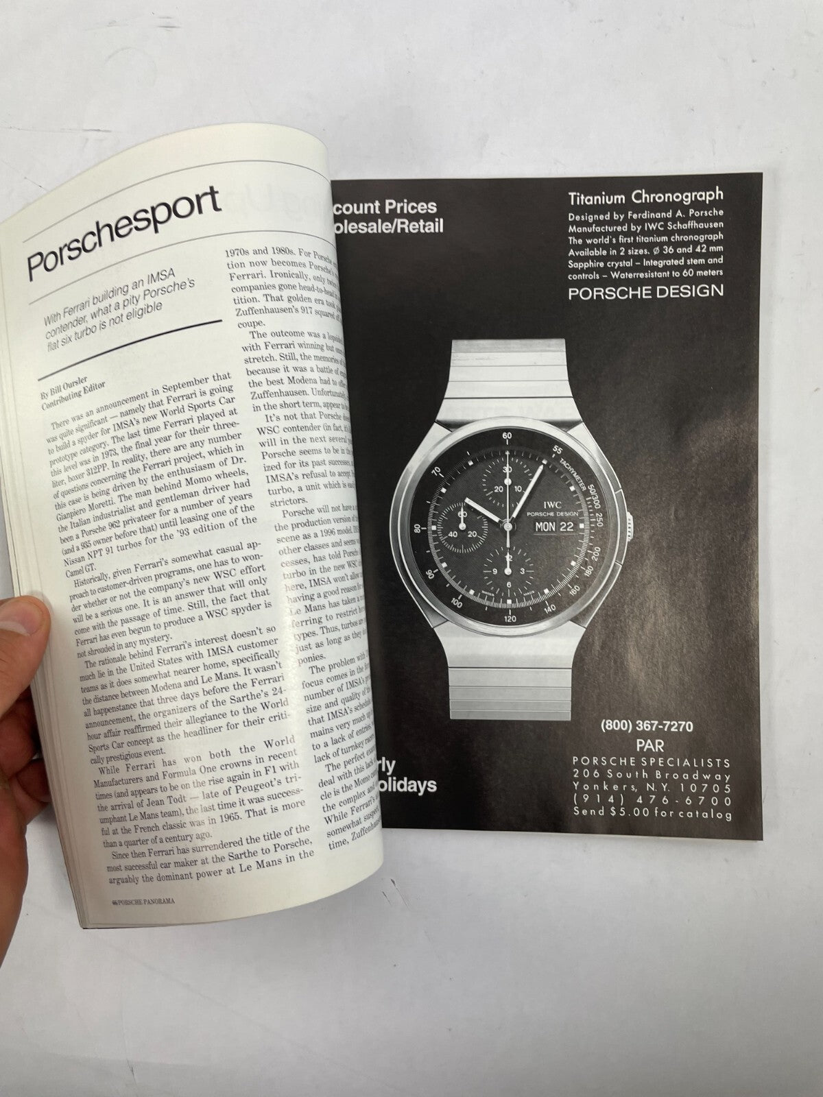 November 1993 Porsche Panorama Magazine With Ferrari building an IMSA Contender