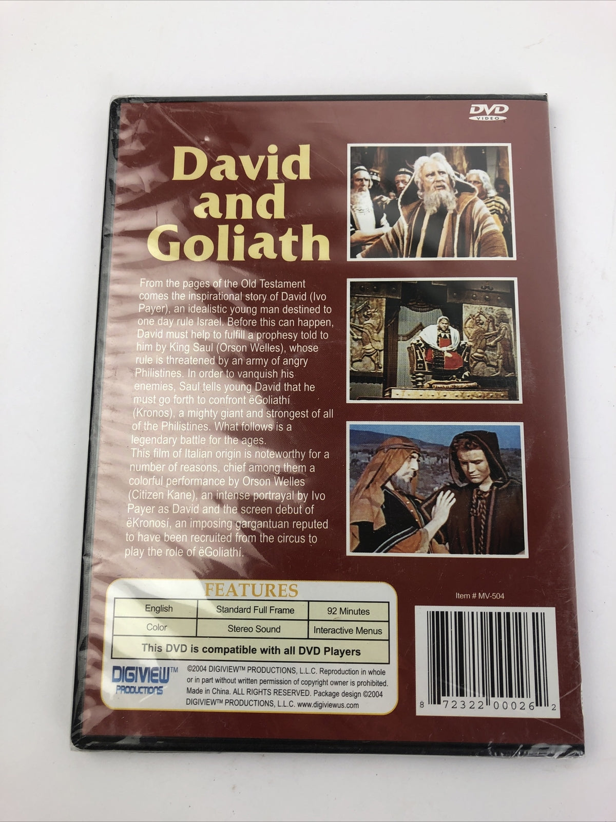 David & Goliath - DVD By Orson Welles,Ivo Payer,Edward Hilton - VERY GOOD