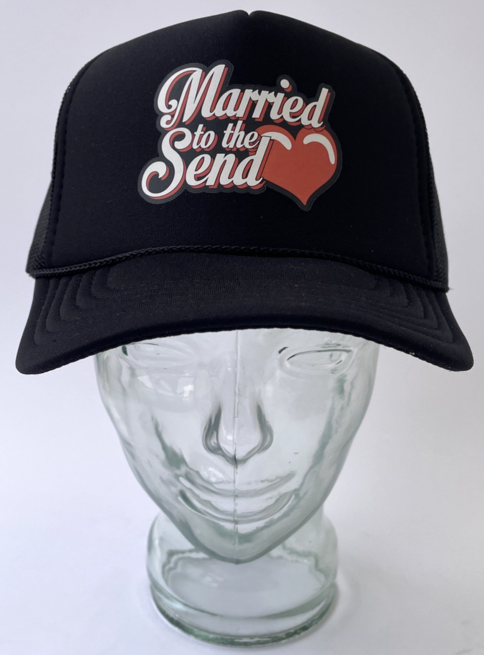 Full Send Trucker Hat Black Red OS Married To The Send Heart Foam Front Rope