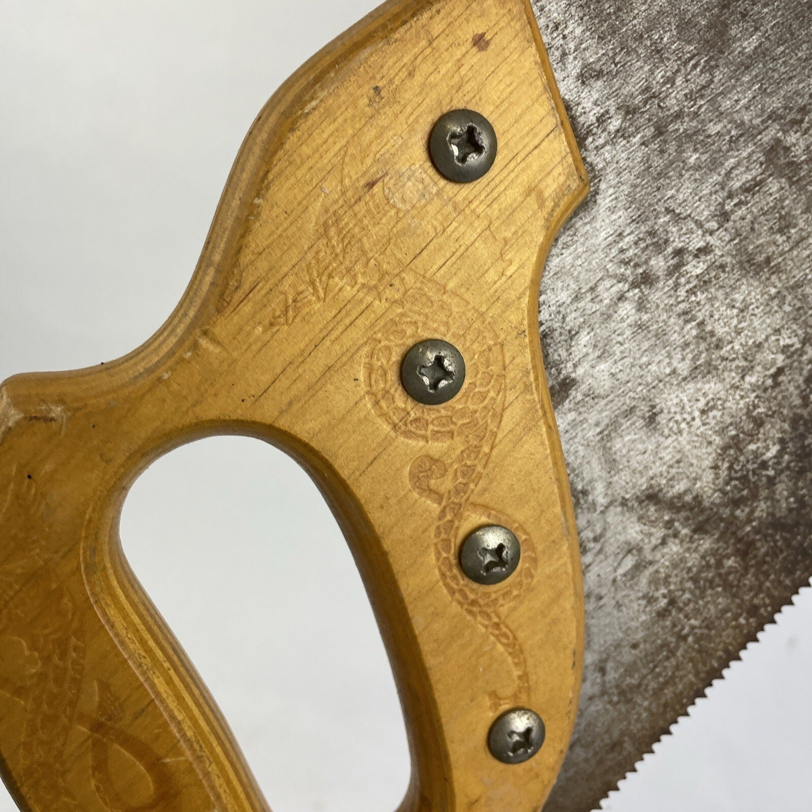 SANDVIK HOGBOO Hand Saw 271 Made in Sweden Wooden Dragon Handle Vintage VGC
