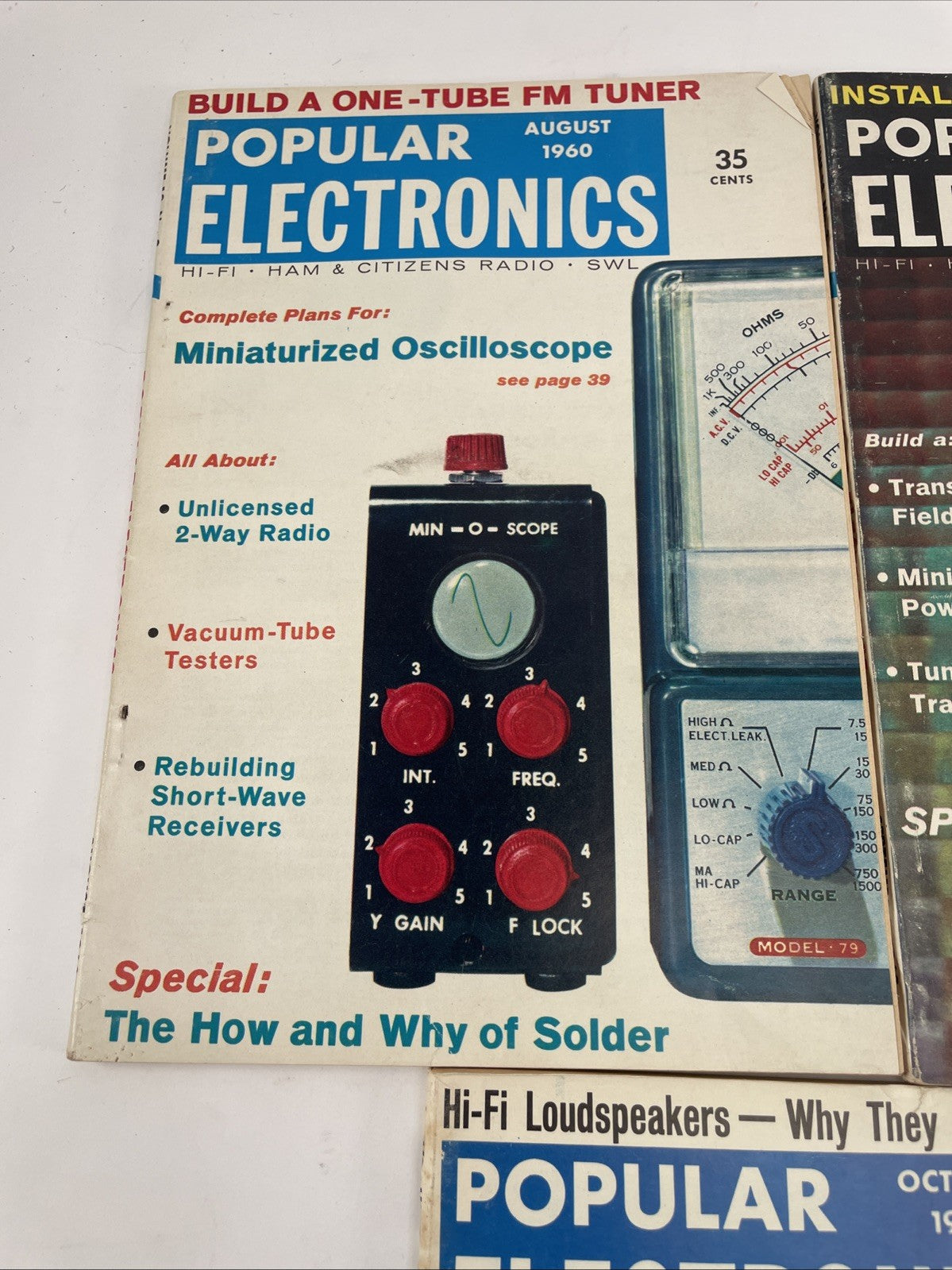 VINTAGE POPULAR MECHANICS MAGAZINE LOT OF 3 Issues 1960 August September October