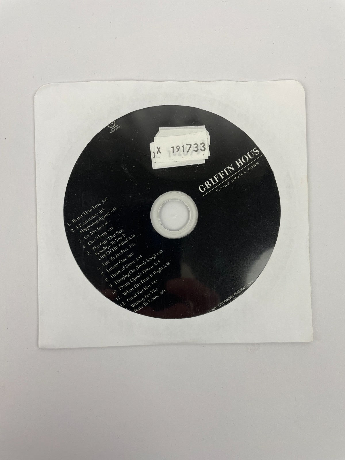 Griffin House Flying Upside Down Digital Audio CD Nettwerk Productions 2007