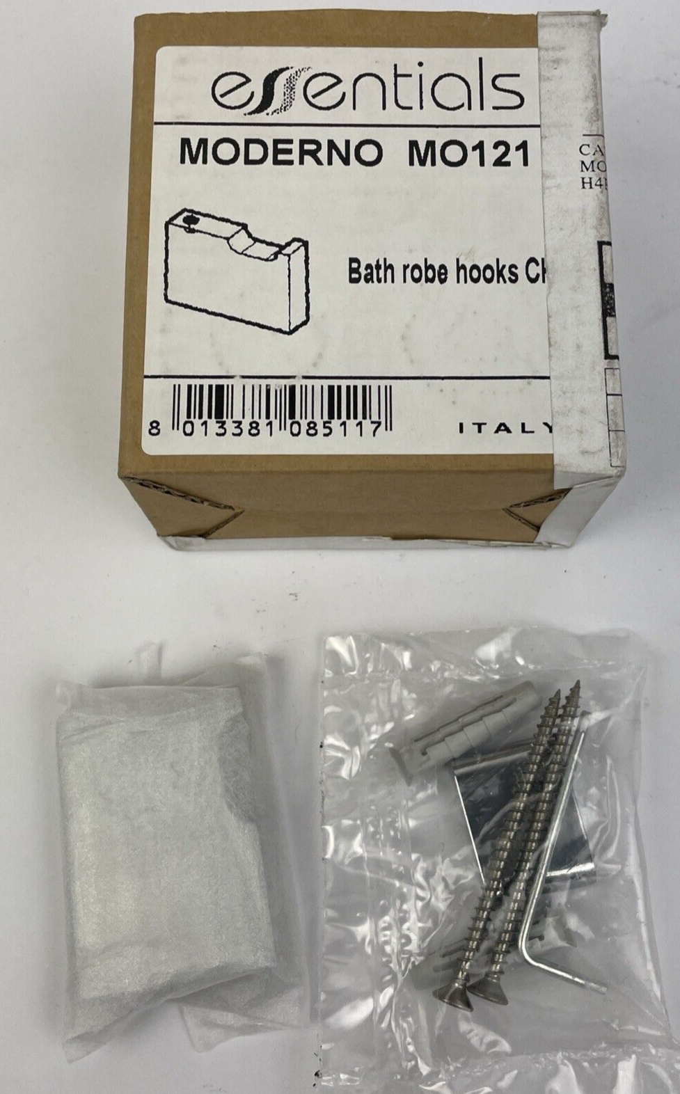 Designer essentials MO121 CH Bathroom Accessory Square Towel Single Robe Hook