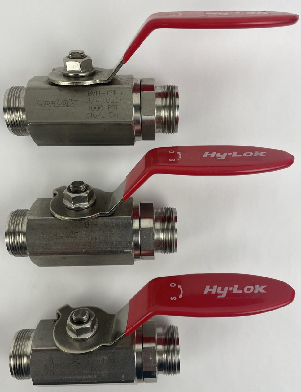 Hy-Lok BVH-12T 3/4"" Tube 1000PSI 316 Stainless Steel Ball Valve Used (Lot of 3)