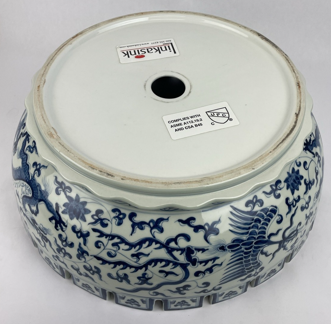 OEM Linkasink Cloisonné Ceramic MING DYNASY Basin Sink Dragon OD 17” x 6” RARE