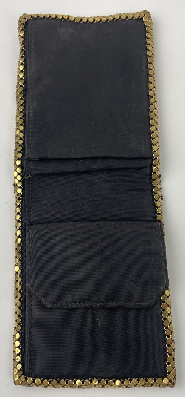 Vintage Whiting & Davis Gold Metal Mesh Chainmail Bi-fold Wallet MCM 1950s