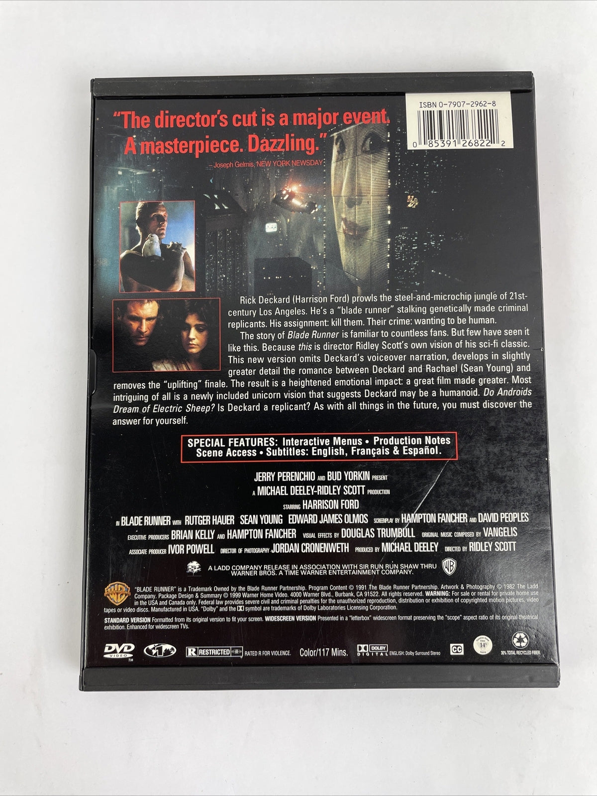 Blade Runner ( The Director's Cut ) DVD Video Harrison Ford Original Cut Film