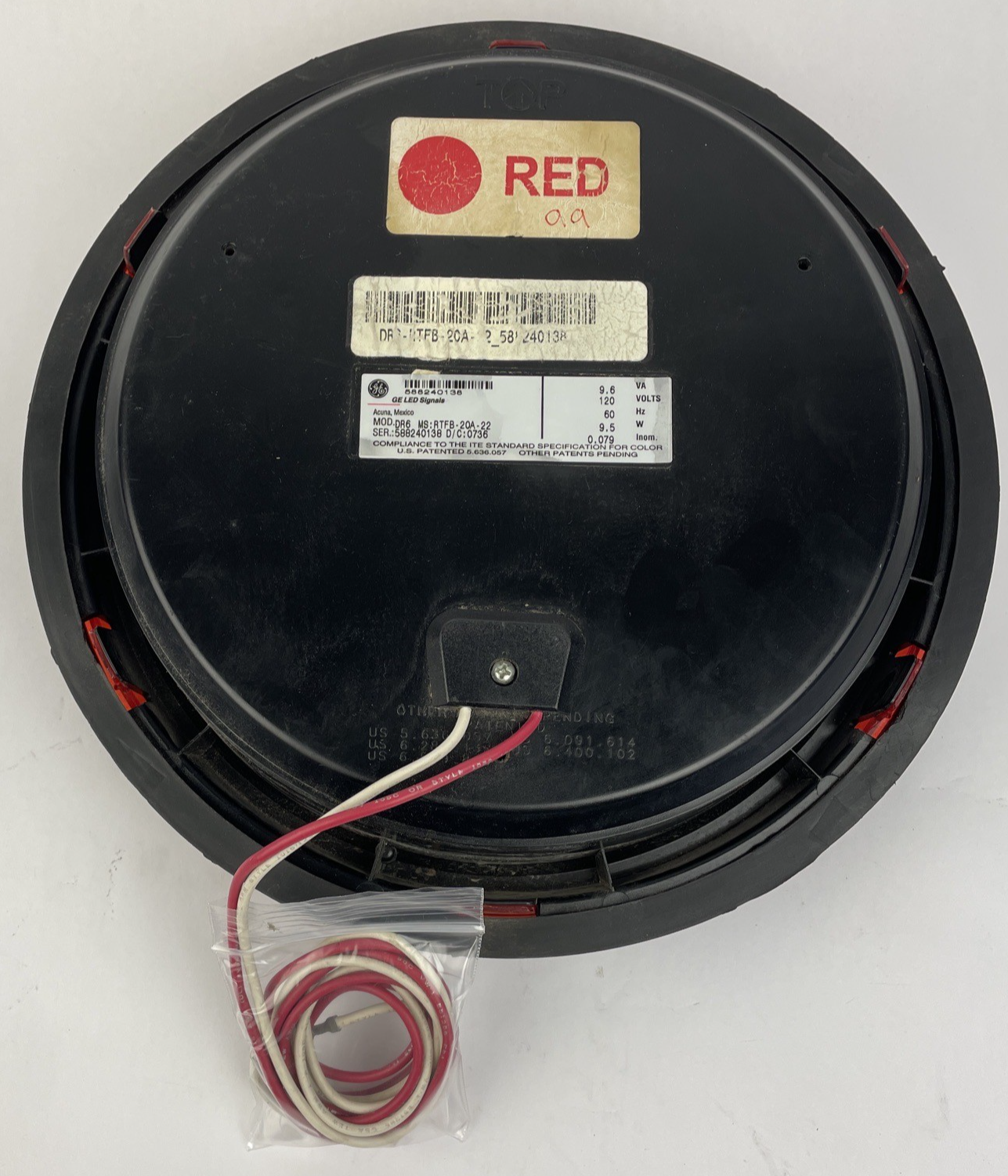 12" General Electric GE RED LED Traffic Light Signal Lens 120V Model  DR6     aa