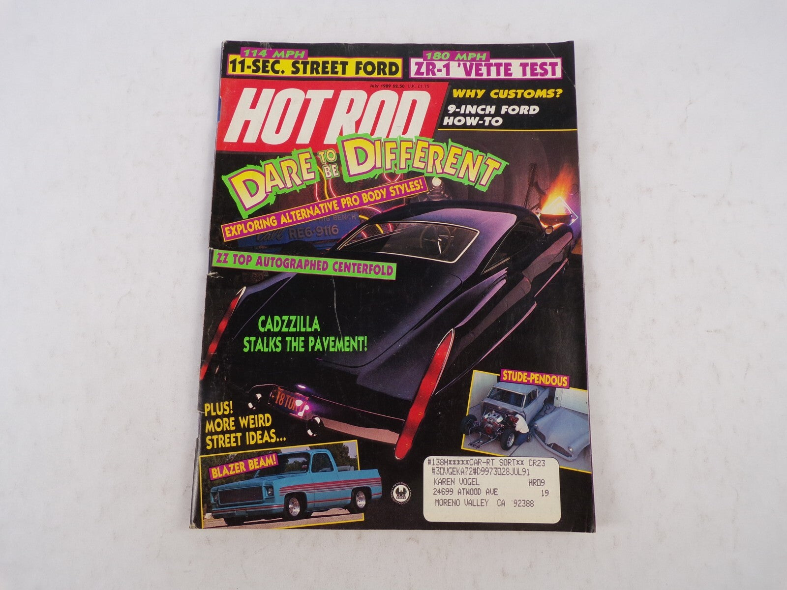 July 1991 Hot Rodding Magazine Dare To Be Different ZZ Top Autographed Centerfo