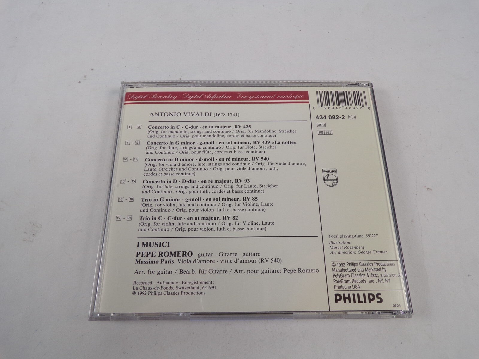 Vivaldi Concertors For Guitar And Strings Music Romero CD#43
