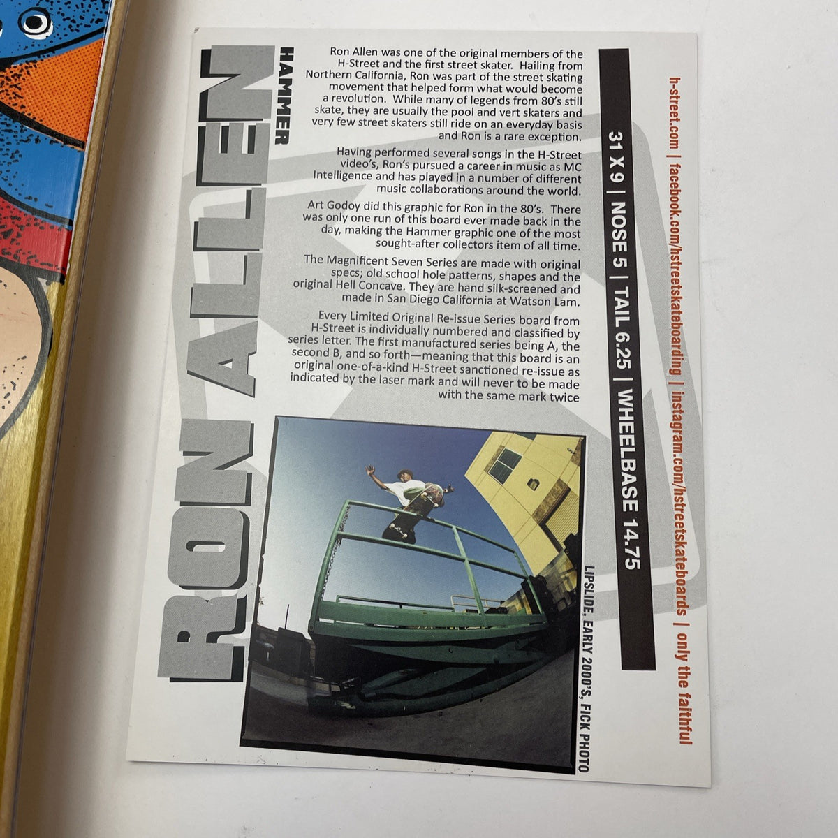 RON ALLEN "INSANE" RE-Issue Deck H-Street Skateboards Watson Laminates 17 / 166