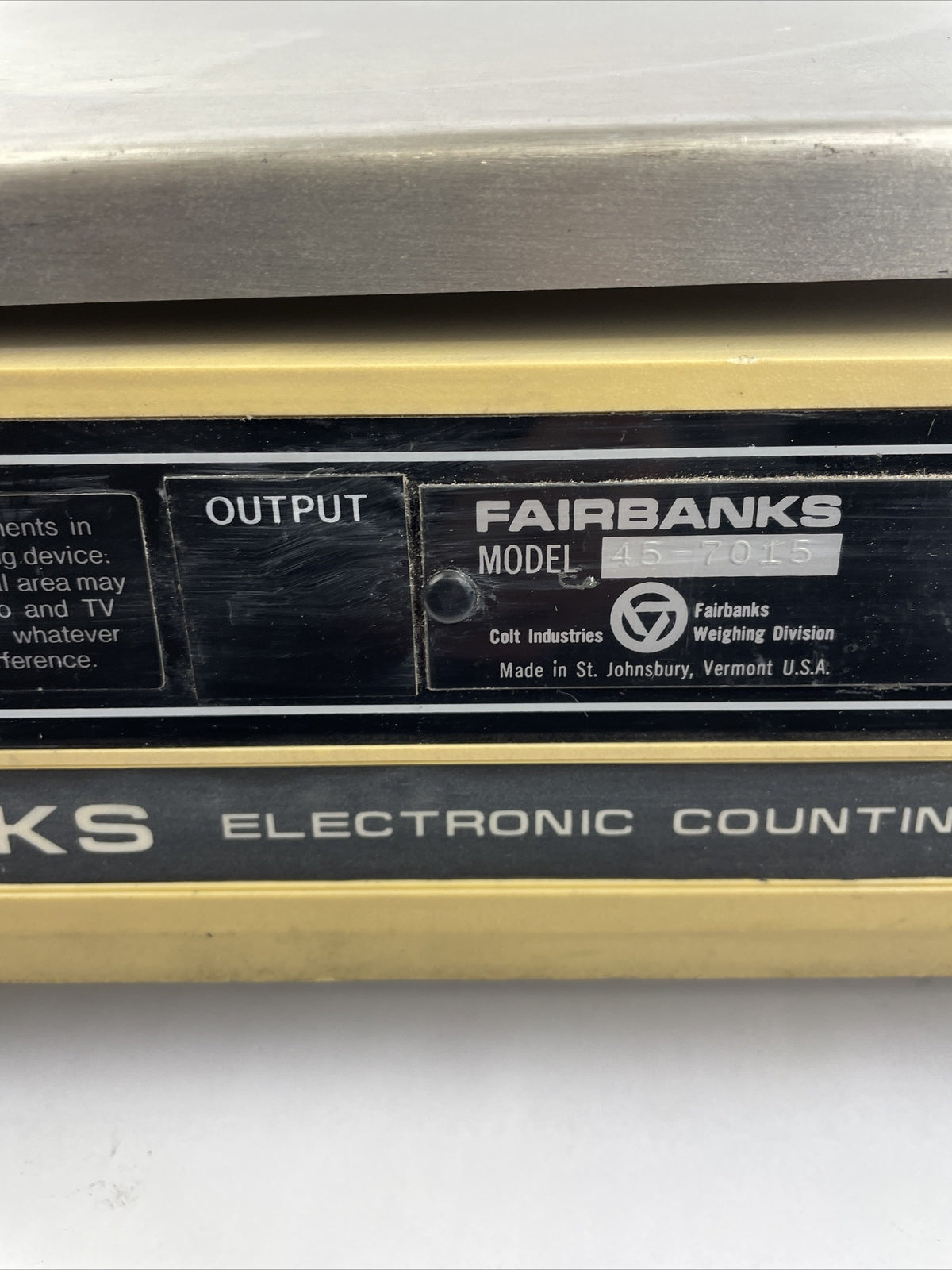 Fairbanks Electronic Counting Scale Model 45-7015 Nominal Capacity 100 x .05 lbs
