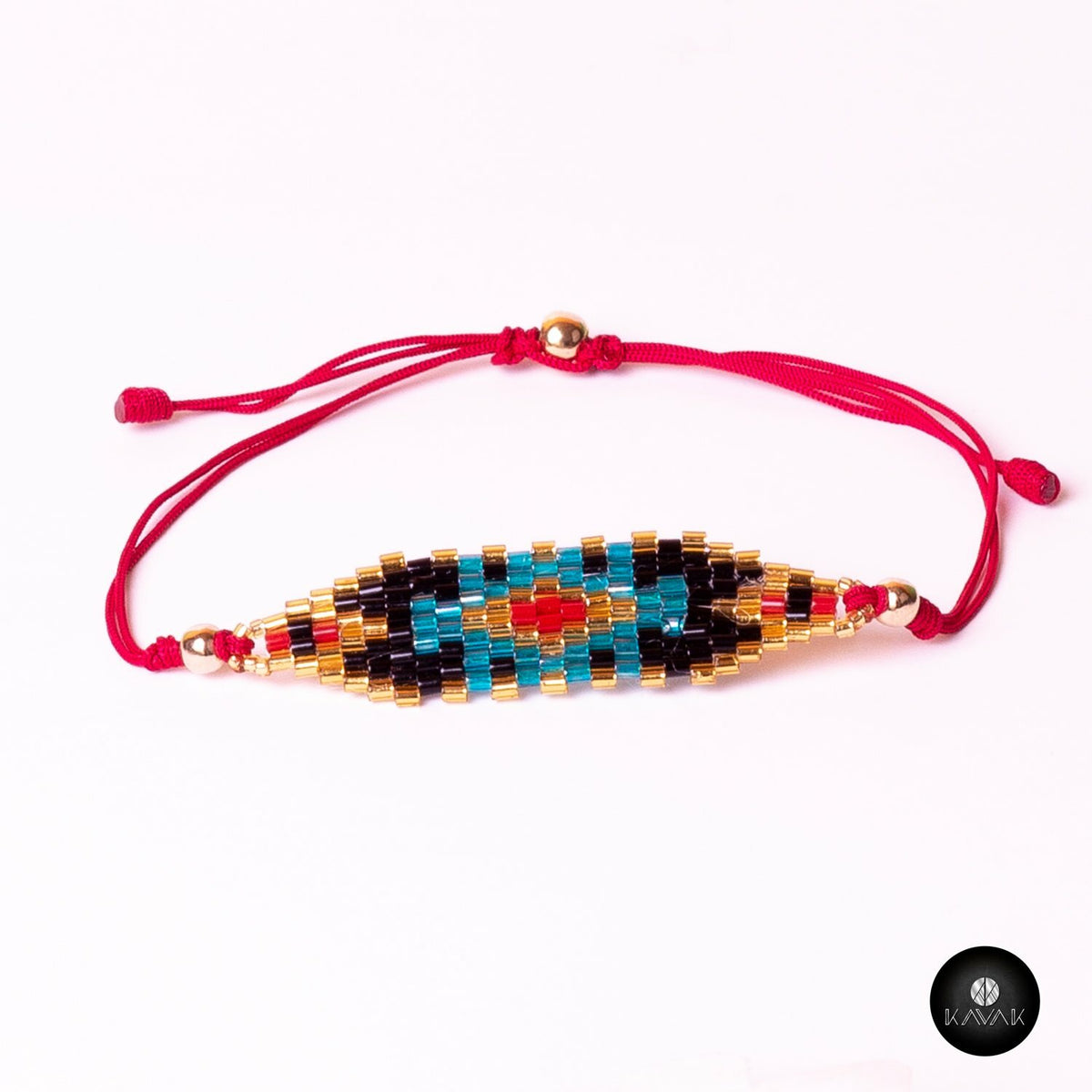 Kavak - Handmade Red Miyuki Abstract Adjustable Women's Bracelet