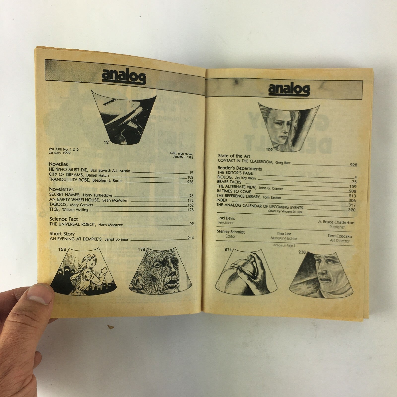 January 1992 Analog ScienceFiction Fact Magazine Stephen L.Burns Ben Bova