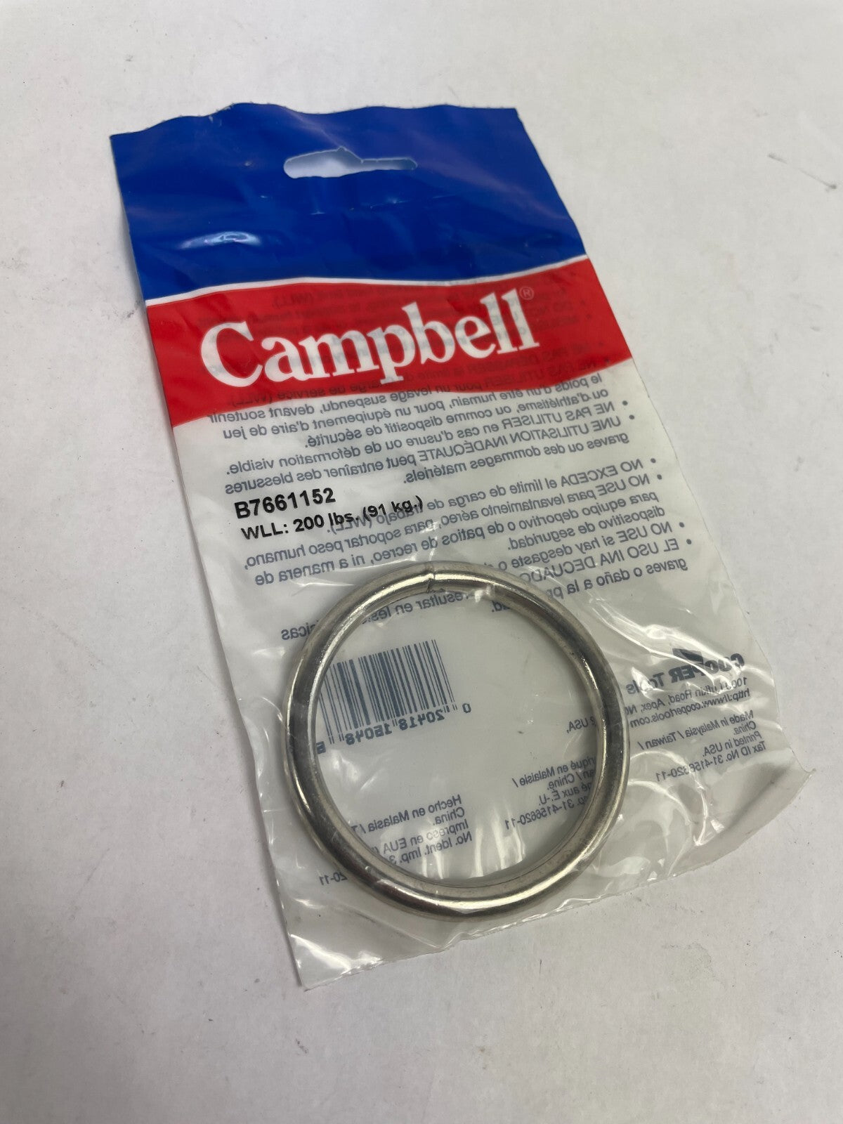 Campbell B7661152 WLL 200lbs Welded Ring Chain Size: #3  Steel  Nickel-P
