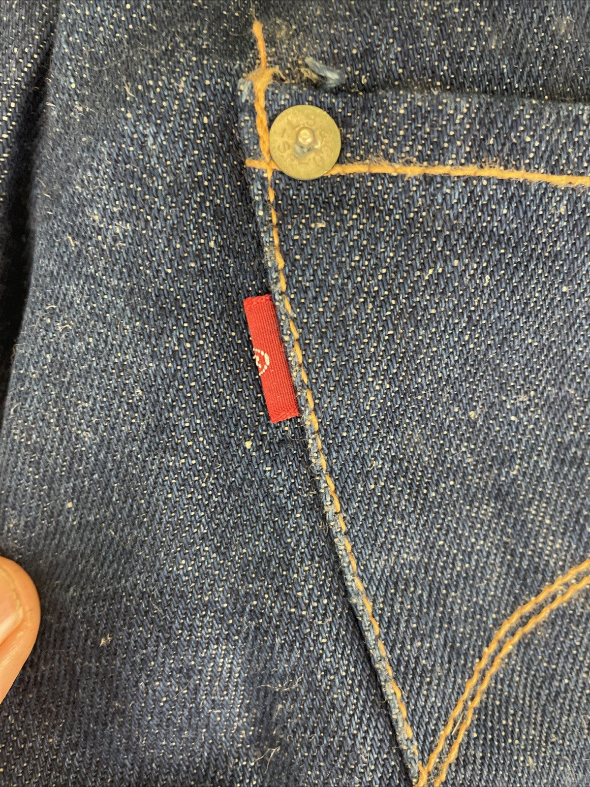 Vintage Levi's Hemp Cotton Jeans 26 x 32 USA Made Red Stencil Tag Dark Wash RARE