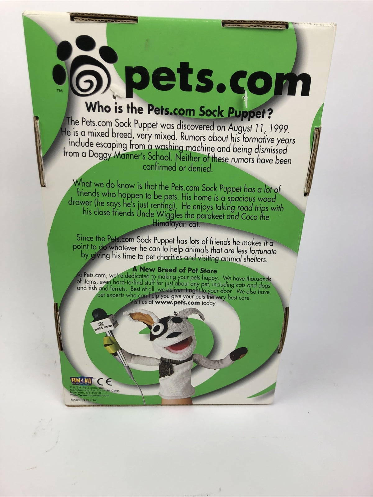 Pets.com Famous Sock Puppet Interview Dog With Box & Tag Style # 09375 - LOOK