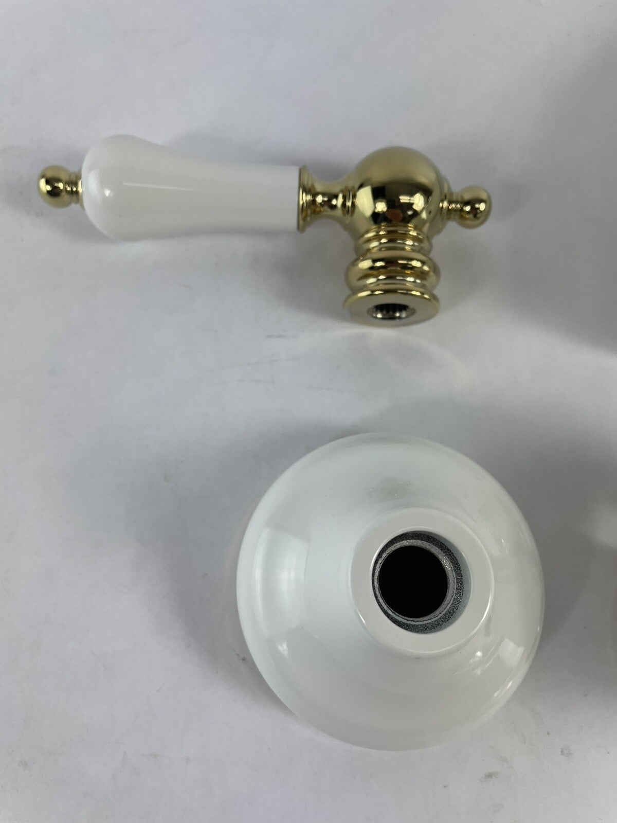 Rubinet Roman tub faucet trim set gold and white with hand shower T5HRBRJLWHBB