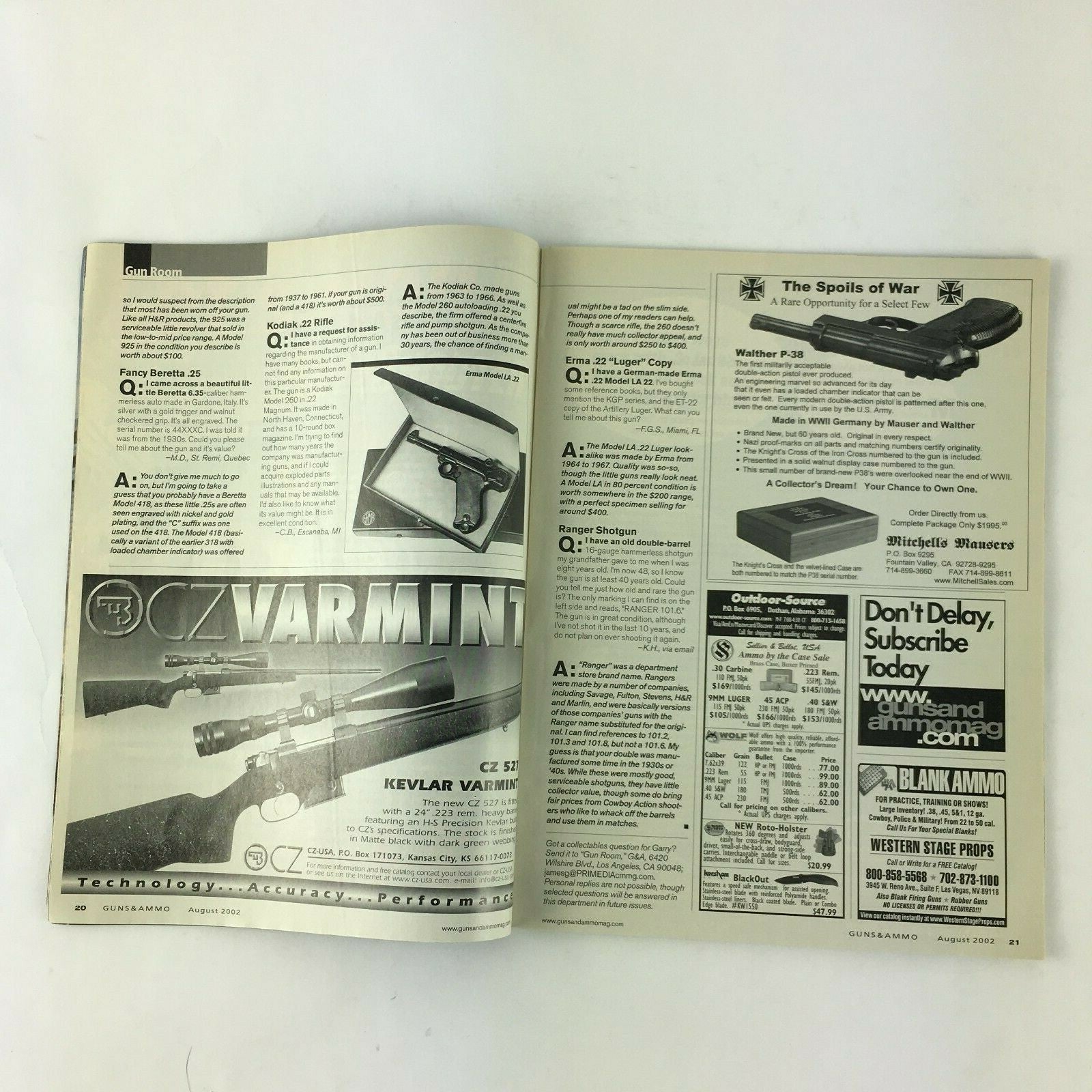 August 2002 Guns&Ammo Magazines It's A Gas A 1911 Conversion Pocket Perfection 