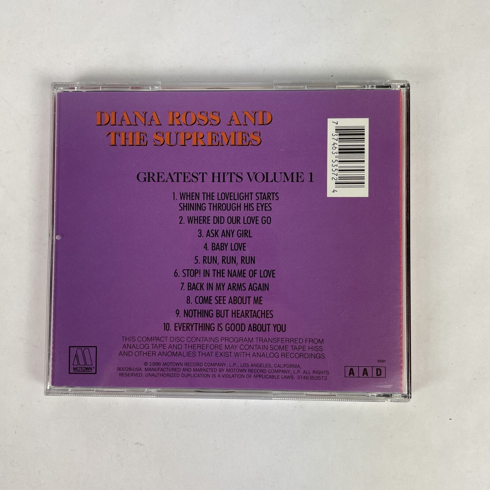 Diana Ross and The Supremes Greatest Hits Volume 1 CD (1986) #23 