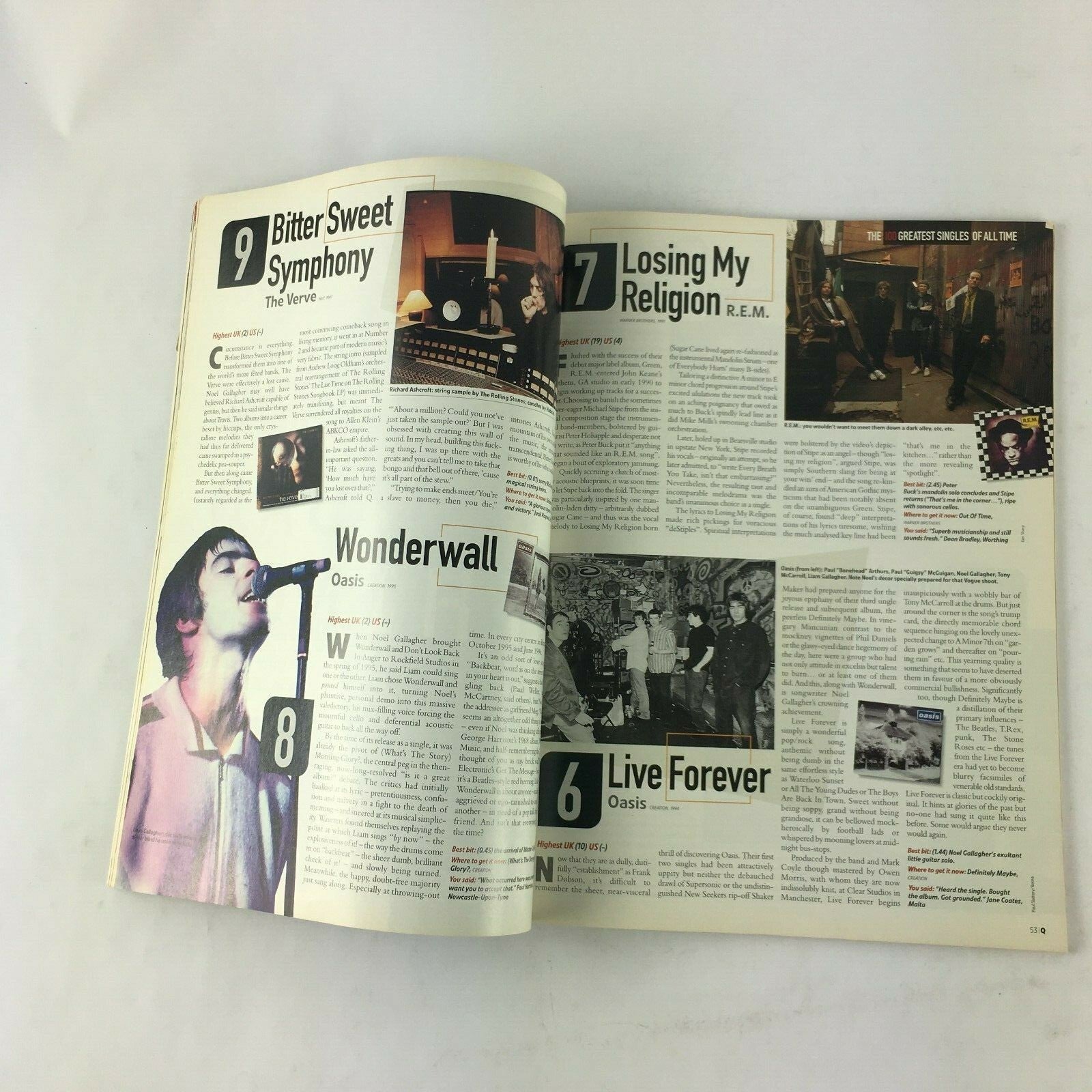 February 1999 Q Magazine The 100 Greatest Singles of All Time Noel Gallagher