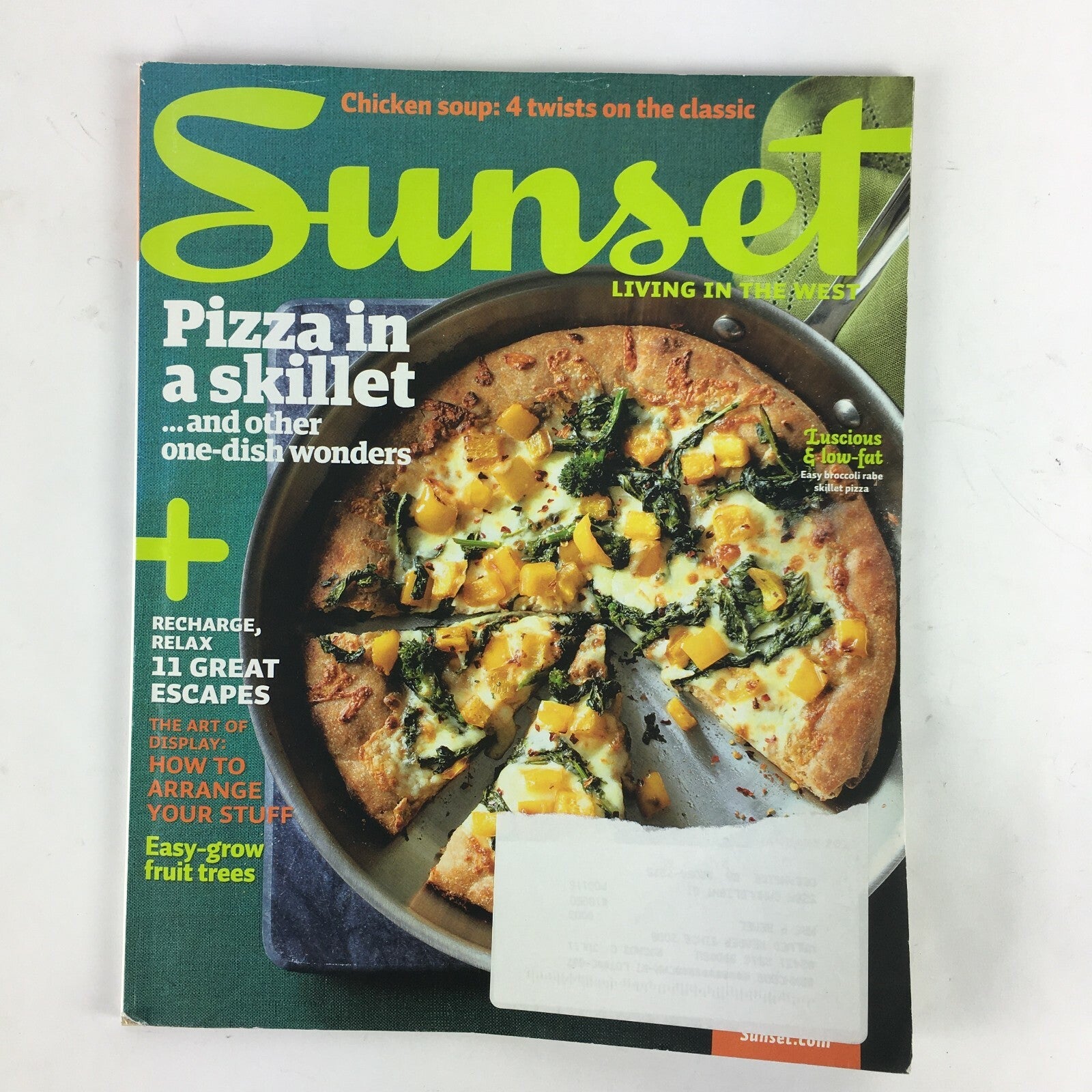January 2015 Sunset Magazine Pizza in a Skillet Easy grow fruit trees Broccoli