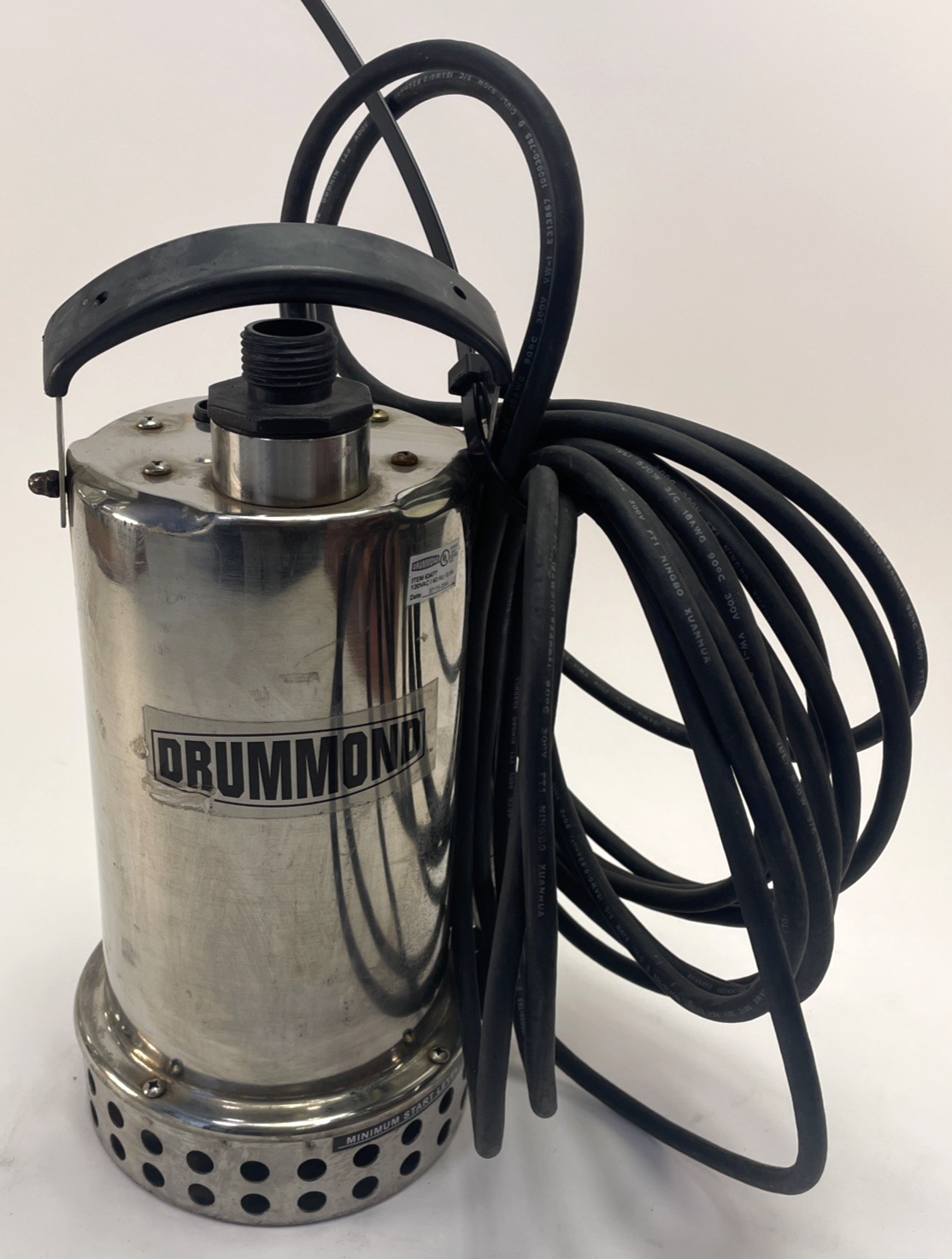 DRUMMOND 63477 3/4HP SUBMERSIBLE UTILITY PUMP STAINLESS STEEL 4400GPH - TESTED