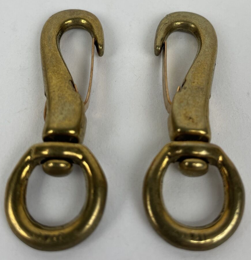 Lot of 2 x Vintage 2” Brass Snap Hook Clips Bimini Sailboat Nautical Marine