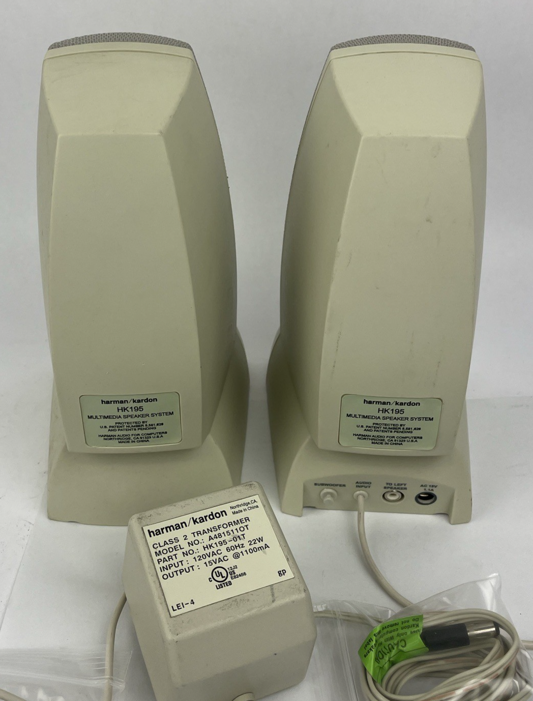 Harman Kardon Speakers HK195 Multimedia Speaker System w/Power Cord  Works Great