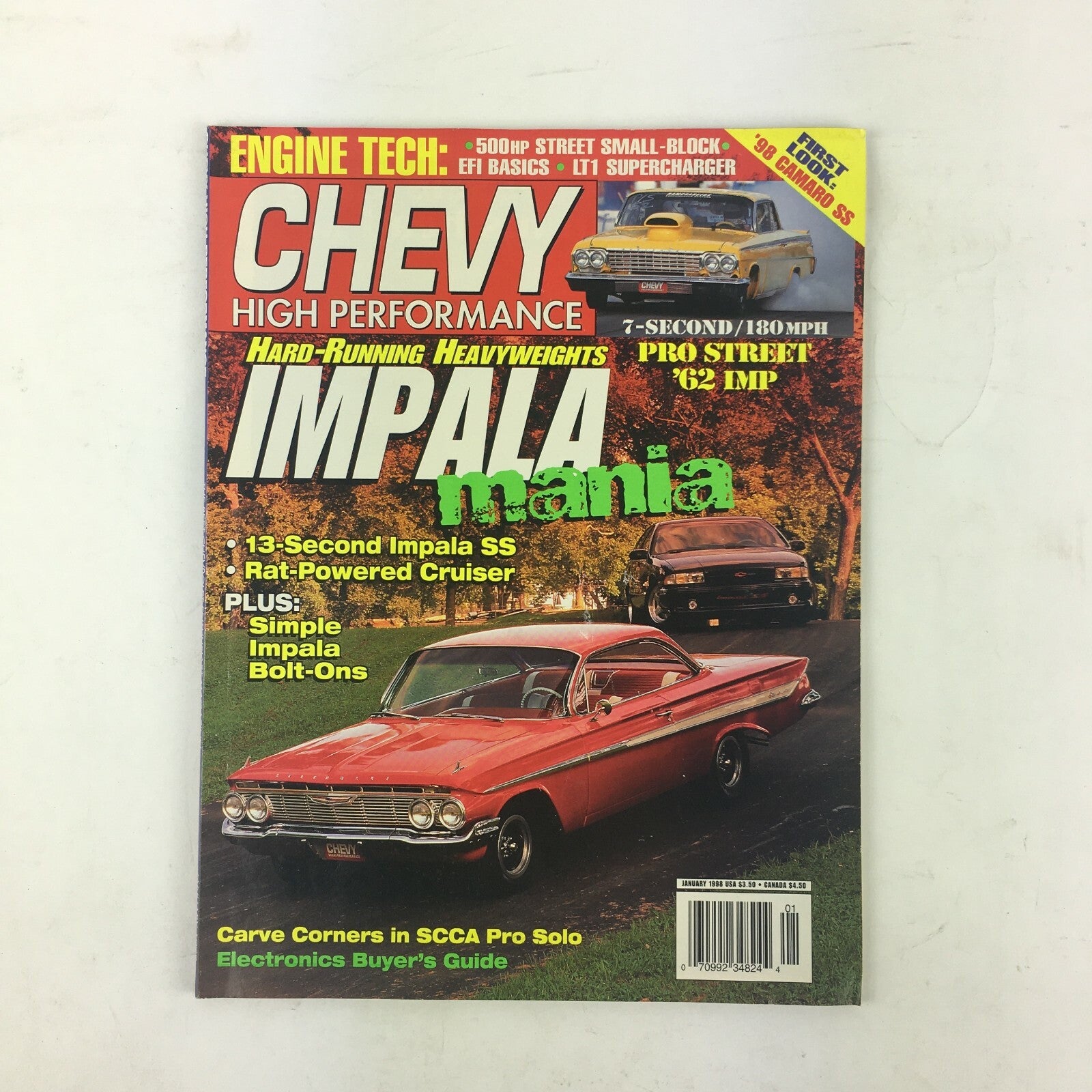January 1998 Chevy High Performance Magazine Heavyweights Impala Mania Bolt-ons