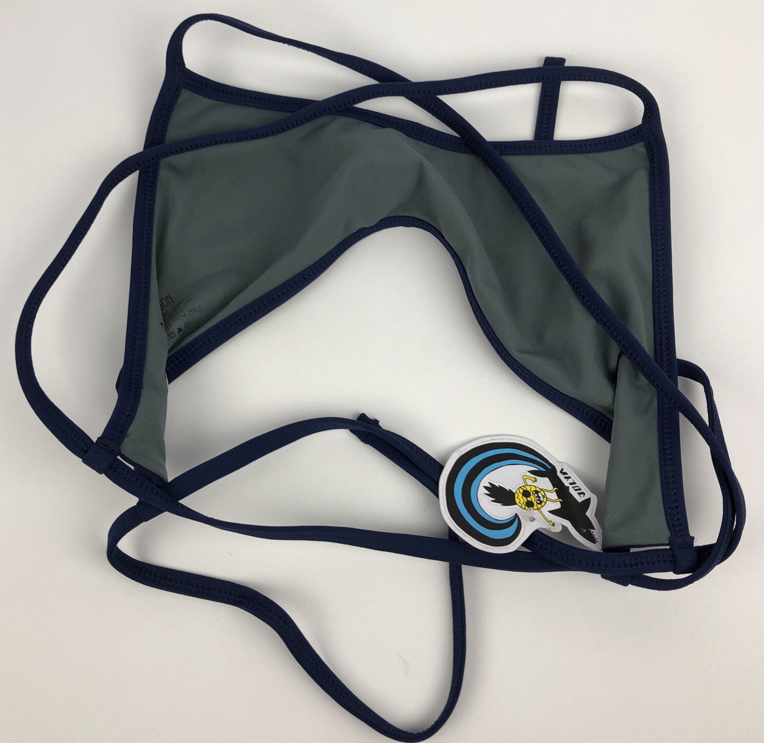 NWOT JOLYN Grayson Medium Fixed Navy Solid Blue Bikini Top Spaghetti Strap NEW 