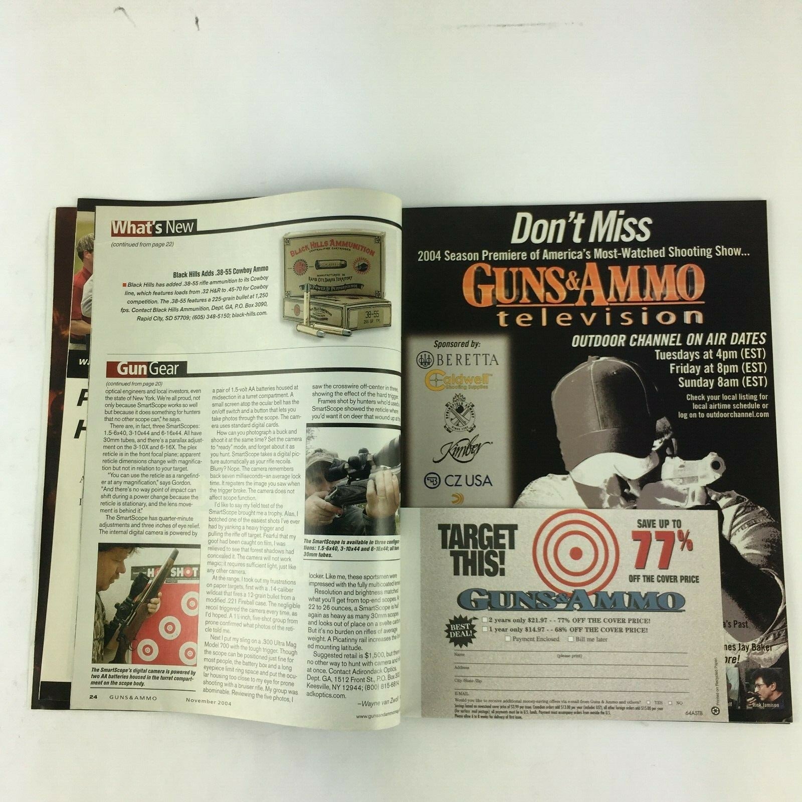 November 2004 Guns&Ammo Magazines Dynamic Duo  New .17Mach 2 Scoop on Nontoxic 