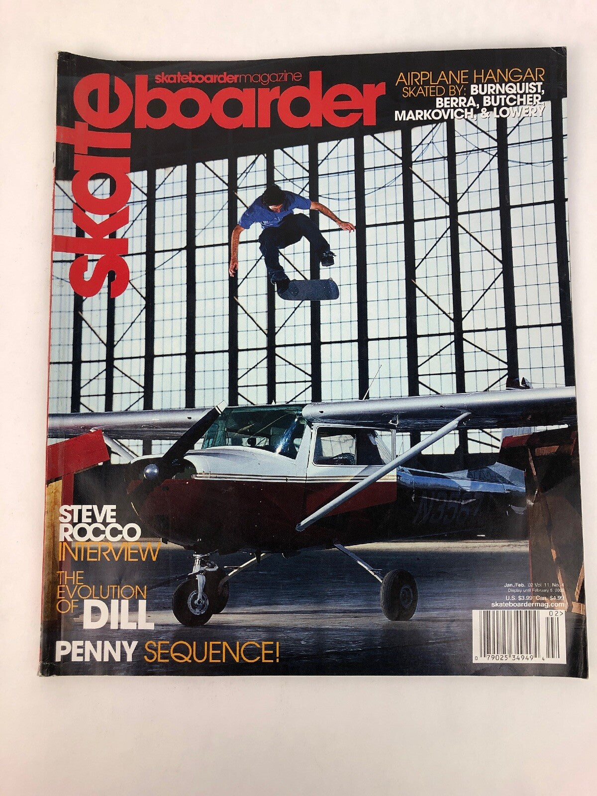 Vintage Skateboarder Magazine January/February 2002 featuring Rocco Berra on the cover.