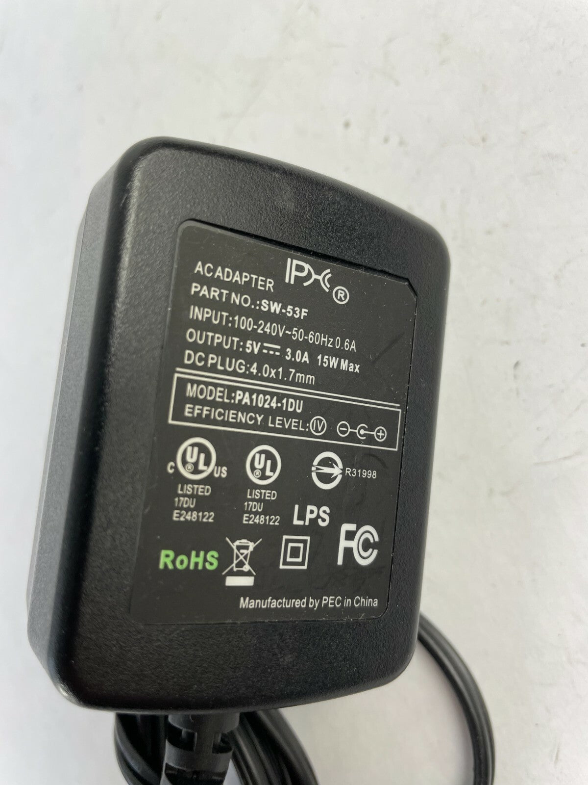 Genuine SW-53F Ac Adapter Output 5 V 3.0 A Power Supply Adapter A74