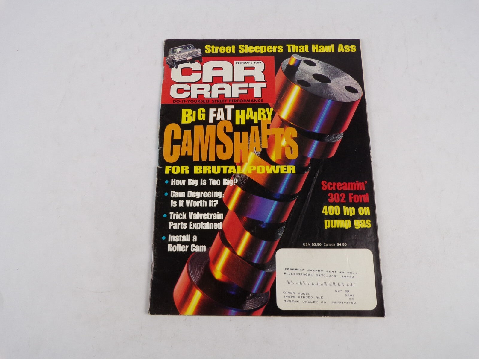 February 1998 Car Craft Big Fat Hairy Camshafts For Brutal Power 400 hp On Pump