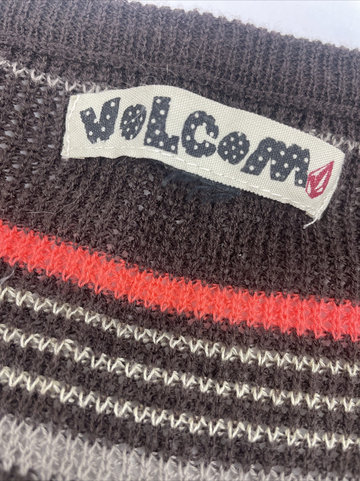 Y2K Volcom Multicolor Sweater Surfer Girl V Neck Size S Pattern Knit Sweater
