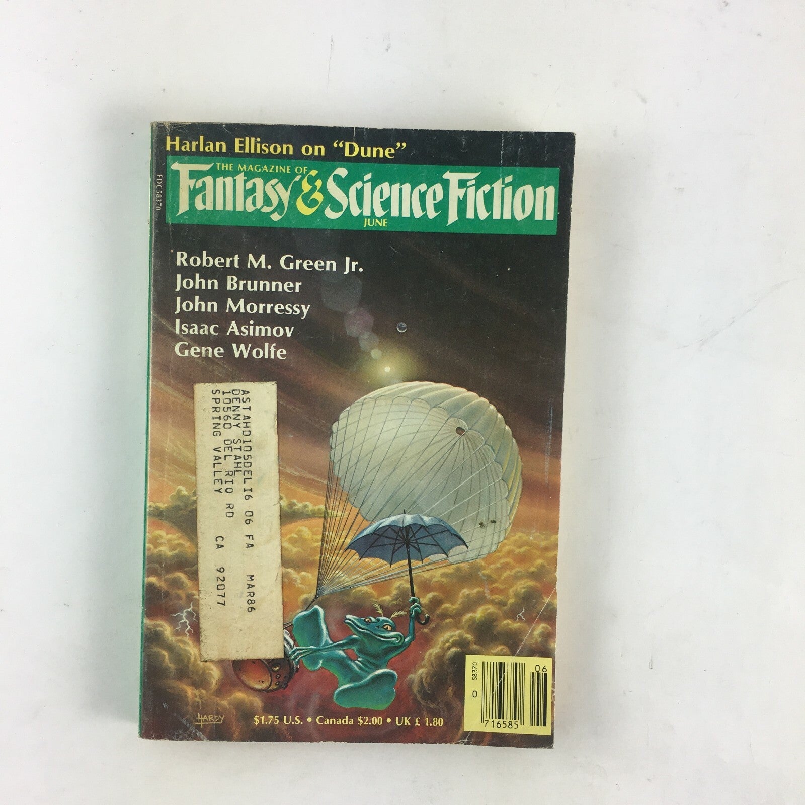 June Fantasy&Science Fiction Magazine Robert M.Green Jr John Brunner Gene Wolfe