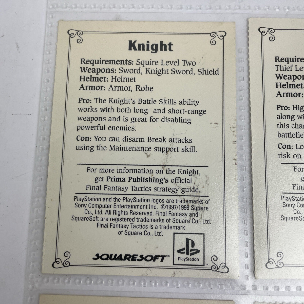 6 x Final Fantasy Tactics Playstation 1 EB Games Squaresoft Promo Trading Cards