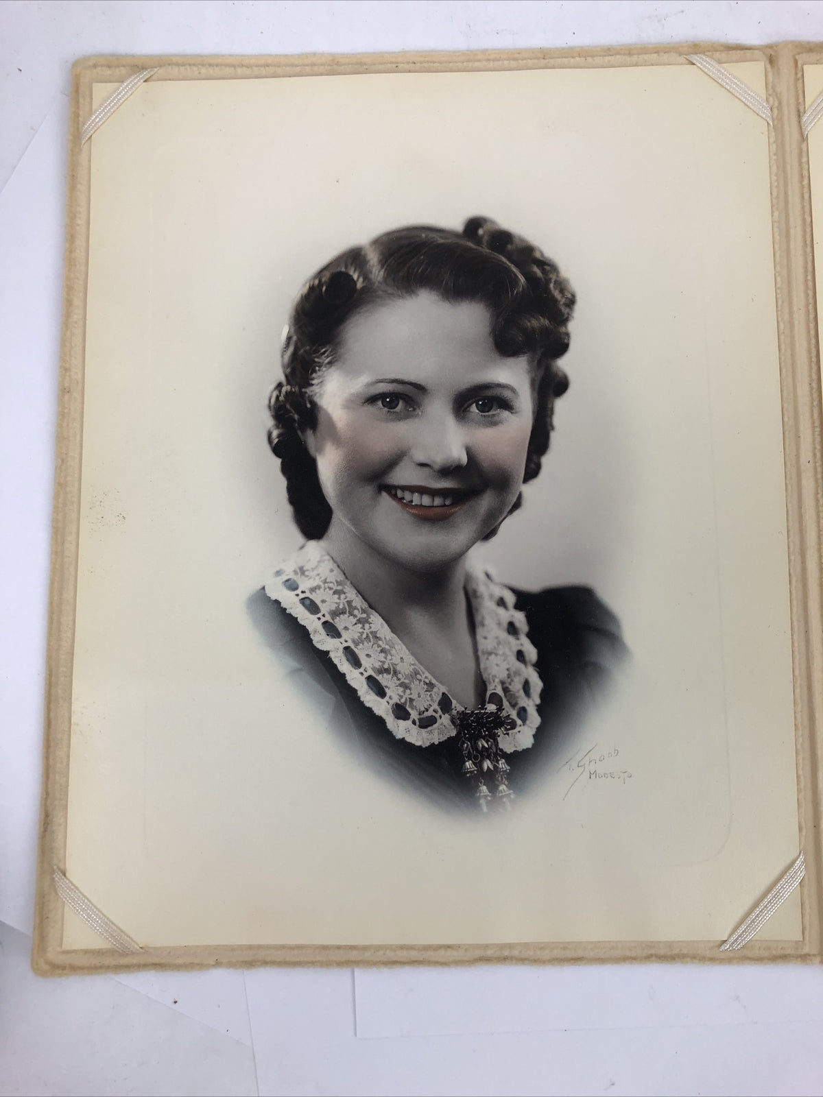 2 x Antique Photograph Beautiful Lady Girl Woman Portrait Large 8"x10"  - Cali