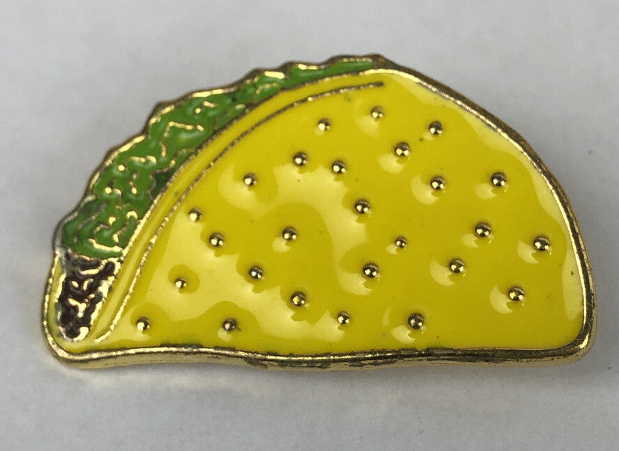 Rare TACO ENAMEL Lapel PIN Emoji Galactic Mexican Food POP Bell 1.5" x 1" 