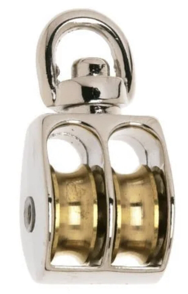 (2) Campbell Chain B7655312 Rope Pulley Swivel Rigid Double Sheave 1" NOS